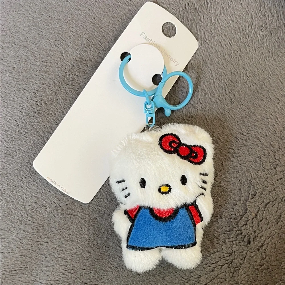 Hello Kitty Plush Keychain nwt key ring, and claw clip